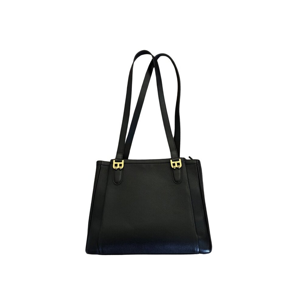 Vintage Bally Pebble Grain Leather Handbag, Black, Double Shoulder straps